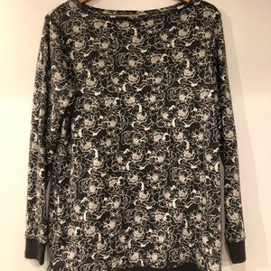 Banana Republic grey floral crew neck